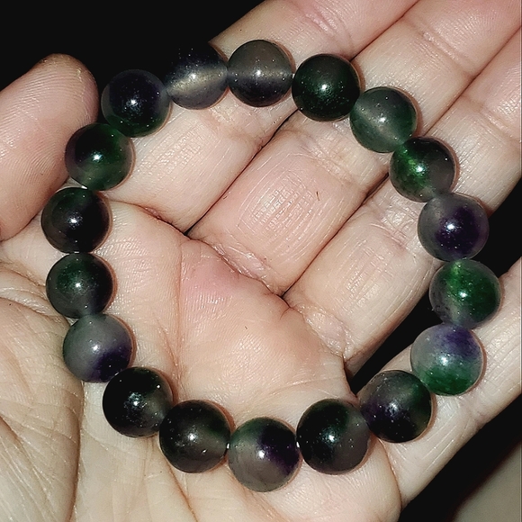 Natural multi treasure turquoise stone, crystal green ghost Agate bracelet 10mm. - Picture 4 of 4